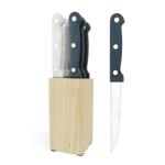 Steakmesser-Set 6tlg. mit Holzblock - Gezackte Edelstahlklingen, ergonomische...