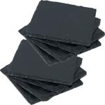 8er-Set Schiefer-Untersetzer - Edle, quadratische Glasuntersetzer anthrazit -...