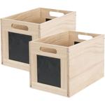 2er-Set Aufbewahrungsbox aus Holz mit Kreidetafel - Beschriftbare Box für Küc...