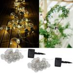 2er-Set LED-Lichterkette mit 20 Glühbirnen-LEDs - Solarbetrieben für Gartenfe...