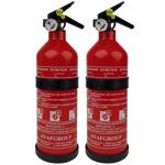 2er-Set Effektiver kompakter ABC Pulver Feuerlöscher, 1 kg, Brandklassen 5A 3...