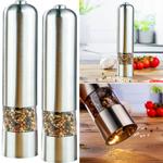 2er-Set Elektrische Salz-/Pfeffermühle (Edelstahl) - Keramikmahlwerk, Lichtfu...