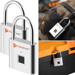 2er-Set Schlüsselloses Vorhängeschloss (silber) – Fingerabdruck-Zugang für bi...