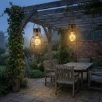 2er-Set Industrielle Solarlampe aus Metall, Pendelleuchte, Haken: (18,5x18,5x...