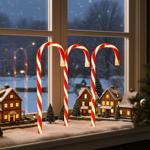 3er-Set LED-Zuckerstange – rot-weisse Weihnachtsdekoration mit 11 warmweissen...