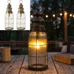 2er-Set Stilvolle LED-Laterne im Vintage-Look, bronze-braun, H38cm – Batterie...
