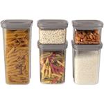 5-tlg. Design Frischhaltedosen Set mit edlem taupe-Deckel: Luftdichte Vorrats...