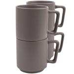 Design Tassen Steingut 4er-Set - 300ml - taupe, mikrowellenfest & spülmaschin...