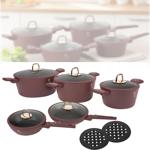 Design Kochset inkl. Untersetzer, Aluminium, 10-teilig, Titan Antihaftbeschic...