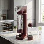 Wassersprudler im Design-Look, bordeaux, mit 2 BPA-freien Flaschen & Baromete...
