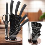 8-tlg. Design Messerset, schwarz-roségold – drehbarer Halter & Schleifer, Ede...