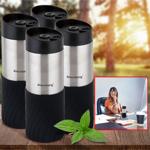 4er-Set Doppelwandiger Thermobecher 420ml schwarz - Auslaufsicher, stossfest ...