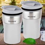 2er-Set Doppelwandiger Thermobecher - 280ml, beige - Hält Getränke heiss oder...