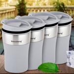 4er-Set Doppelwandiger Thermobecher 280ml grau - Exzellente Isolierung für he...