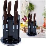 Messerset 5-teilig - Rotierender Messerständer 360° drehbar - Edelstahlklinge...