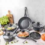 Hochwertiges Aluminium Kochset,  für Profi- & Hobbyköche – 2 Töpfe, 3 Pfannen...