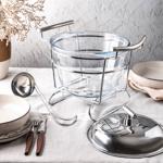 Hochwertiger Edelstahl und Glas Suppenwärmer, 4 Liter Behälter, transparent m...