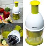 Hochwertiger, manueller Gemüsehacker mit scharfen Klingen (weiss/grün): Zerkl...