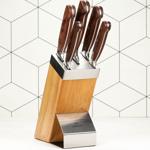 Edles 5-teiliges Messerset, Holz-Edelstahl-Block, Pakka-Holzgriffe – Koch-, B...