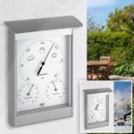 Analoge Aussenwetterstation aus Edelstahl – Präzises Barometer, Thermometer &...