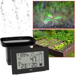 Digitaler Funk-Regenmesser mit Thermometer, schwarz, übersichtliches LCD-Disp...