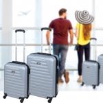 Robustes 2-tlg. Trolley-Set (Hartschalenkoffer) in hellgrau – Reisekoffer mit...