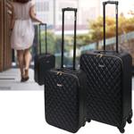 Hochwertiges 2-tlg. Trolley-Set, schwarzes Steppmuster. Koffergrössen: 34x52c...