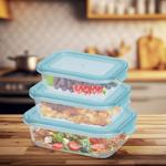 3er-Set Premium Frischhaltedosen aus Borosilikatglas, 630/1040/1480ml - Länge...