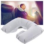 Aufblasbares Nackenkissen hellgrau - Ergonomische Hufeisenform für Nacken- & ...