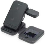 Schneller 3-in-1 Wireless Charger (15W, Qi) USB-C/A - schwarz, mit LED - für ...