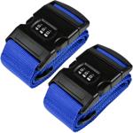 2er-Set Koffergurt mit Zahlenschloss, 5 x 180 cm, blau