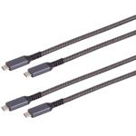 2er-Set Daten- & Schnellladekabel USB-C auf USB-C, schwarz/weiss, 2 m, textil