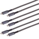 3er-Set Daten- & Schnellladekabel USB-C auf USB-C, schwarz/weiss, 2 m, textil