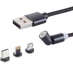 3in1 Magnet Ladekabel USB-A auf Micro-B USB-C Lightning - 2m Textilgewebe Kab...