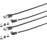 2er-Set 3in1 Magnet Ladekabel,USB-A auf USB Micro-B, USB-C & Lightning, schwa...