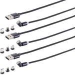3er-Set 3in1 Magnet Ladekabel,USB-A auf USB Micro-B, USB-C & Lightning, schwa...