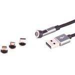 3in1 Magnet Lade & Datenkabel USB Micro-B-C-Lightning - 180° winkelbar 360° d...