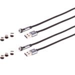 2er-Set 3in1 Magnet Ladekabel - Schnellladefunktion & Datentransfer - USB Mic...