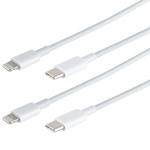 2er-Set Schnellladekabel USB-C auf Lightning, weiss, 0,5 m, bis 480Mbit/s, Qu...