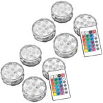 8er-Set Multicolor-LED-Unterwasserleuchten: 15 Farben, Fernbedienung, IP68 - ...