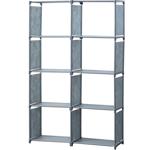 8-Fächer-Regal (85x26x125cm) aus Vlies-Stoff: Graues Stoffregal für maximale ...