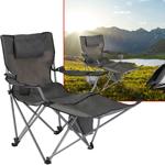 Luxus Campingstuhl (anthrazit) - Kopf- & Fussstütze, Kühl- & Aufbewahrungstas...