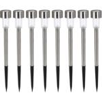 8er-Set Solar Gartenlampe Edelstahl – Selbstladend mit Erdspiess für Wege & T...