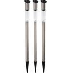 3er-Set Elegante Solar Gartenlampe aus Edelstahl, mit Erdspiess, 70 x 3 cm, s...