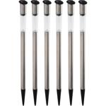 6er-Set Elegante Solar Gartenlampe aus Edelstahl, mit Erdspiess, 70 x 3 cm, s...