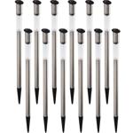 12er-Set Elegante Solar Gartenlampe aus Edelstahl, mit Erdspiess, 70 x 3 cm, ...