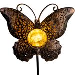 Solar-Schmetterlingsdeko: 102cm, LED Crackle-Glas, Gartenstecker - Stimmungsv...