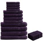 16-teiliges Frottee Handtuch-Set aubergine - Flauschig weich, saugstark & sch...