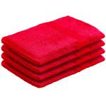 4er-Set Waschhandschuhe aus 100% Baumwolle, rot - flauschig & saugstark mit P...