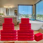 32-teiliges Handtuch-Set Frottee Rot - 8 Gäste-, 8 Hand-, 8 Badetücher & 8 Wa...